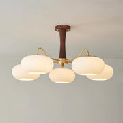 Brass Wooden Glass Persimmon Chandelier — view 17