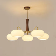 Brass Wooden Glass Persimmon Chandelier — view 34