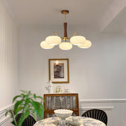 Brass Wooden Glass Persimmon Chandelier — view 4