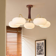 Brass Wooden Glass Persimmon Chandelier — view 12