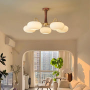Brass Wooden Glass Persimmon Chandelier — view 5