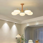 Brass Wooden Glass Persimmon Chandelier — view 6