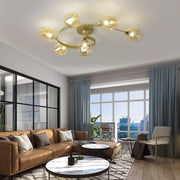 Flush Mount Ceiling Light, Glass, Black / Gold, Dining Room — view 27