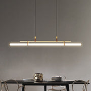 Modern Linear Metal Pendant Light, Black / Gold — view 8