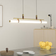 Modern Linear Metal Pendant Light, Black / Gold — view 4
