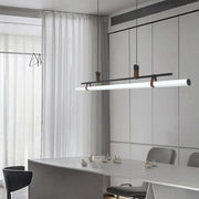 Modern Linear Metal Pendant Light, Black / Gold — view 7