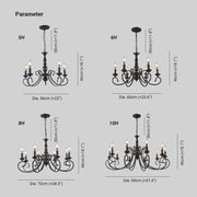 Creative Retro Candle Chandelier Black Metal Bedroom — view 4