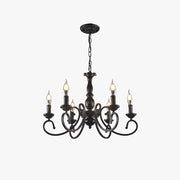 Creative Retro Candle Chandelier Black Metal Bedroom by Tallis Home