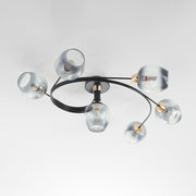 Flush Mount Ceiling Light, Glass, Black / Gold, Dining Room — view 30