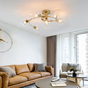 Flush Mount Ceiling Light, Glass, Black / Gold, Dining Room — view 26