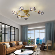 Flush Mount Ceiling Light, Glass, Black / Gold, Dining Room — view 23