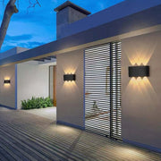 Modern Rectangular Metal Outdoor Wall Lamp, Black / White, Water-wave — view 3