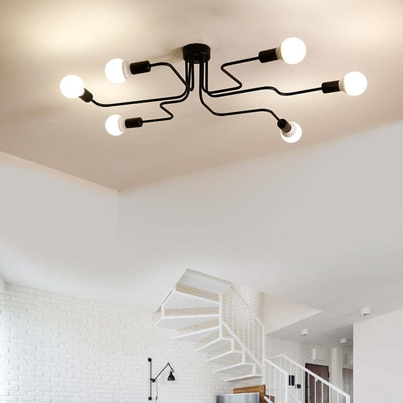 Vintage Modern Minimalist Industrial Metal Black Ceiling Lamp — view 2