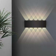 Modern Rectangular Metal Outdoor Wall Lamp, Black / White, Water-wave — view 16