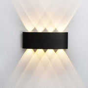 Modern Rectangular Metal Outdoor Wall Lamp, Black / White, Water-wave — view 24