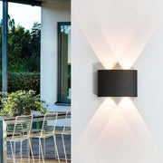 Modern Rectangular Metal Outdoor Wall Lamp, Black / White, Water-wave — view 7