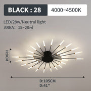 Flush-Mount Ceiling Light Fireworks, Black / Gold — view 17