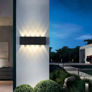 Modern Rectangular Metal Outdoor Wall Lamp, Black / White, Water-wave — view 19