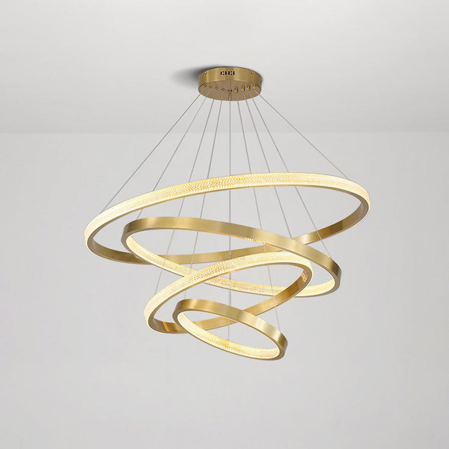 Modern Ring Metal / Acrylic LED Pendant Light, Black / Gold by Tallis Home